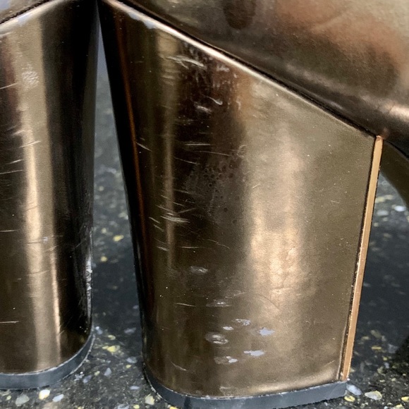 Ted Baker London Gold Foil Block Heeled Ankle Boot - Picture 9 of 13